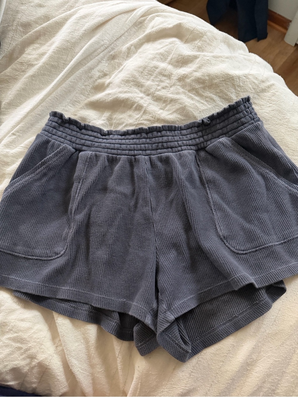 Aeropostale Women's Waffle-Knit Shorts in Slate